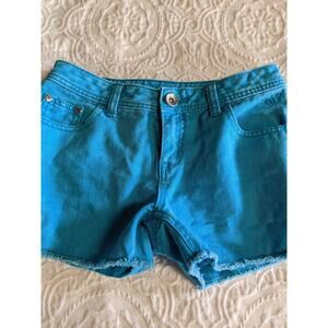 Justice girls sz. 12 turquoise blue classic denim jean shorts. Cute, comfortable